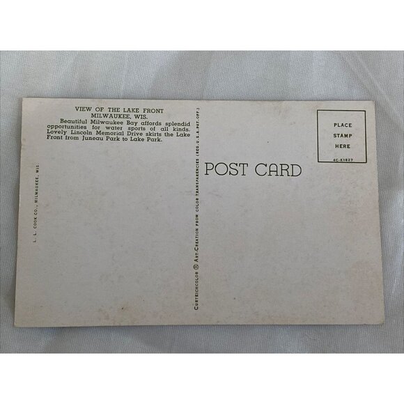 Vintage Postcard View of the Lake Front Milwaukee Bay Wisconsin Unposted - Picture 2 of 9